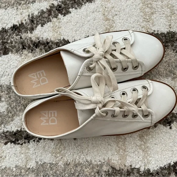 M4DE White Slip Ons